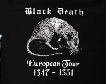 Camiseta Black Death European Tour - Diseño Gótico Medieval Con Rata De La Peste