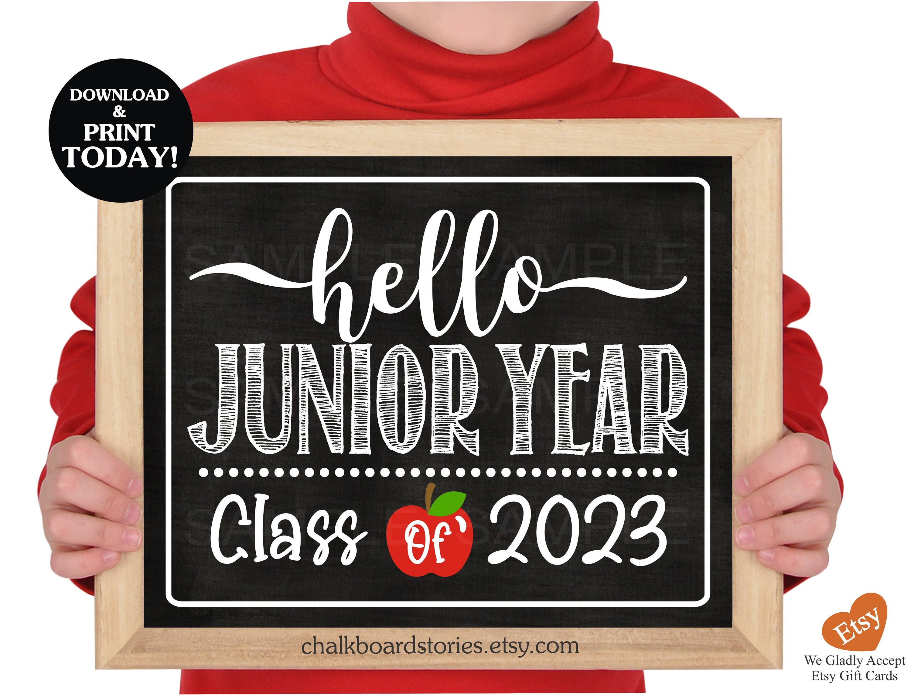 First Day Junior Year High School Sign Class of 2023 Hello Etsy