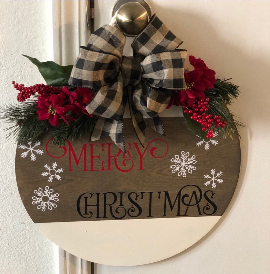 Vintage Wood Circle Christmas Door Hanger - Etsy UK