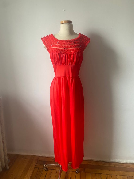 Red Ruffle Slip Dress - image 2