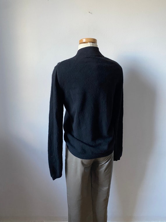 Vintage Cashmere Mockneck Sweater in Black - image 5