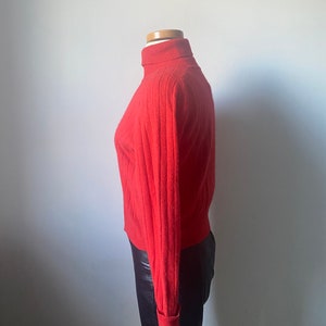 Red Cropped Turtleneck Lambswool and Angora Sweater image 8