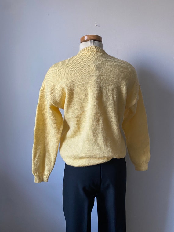 Vintage Yellow Knit Sweater with Pearl Details - image 6