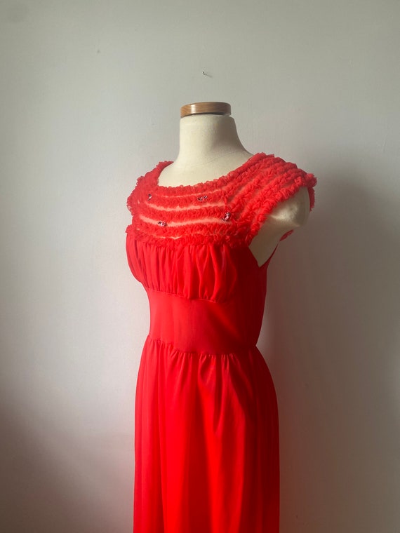 Red Ruffle Slip Dress - image 5