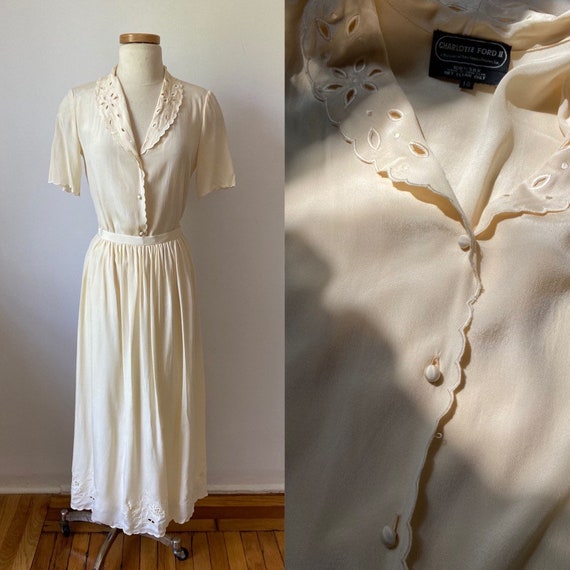 Eyelet Silk Skirt Set