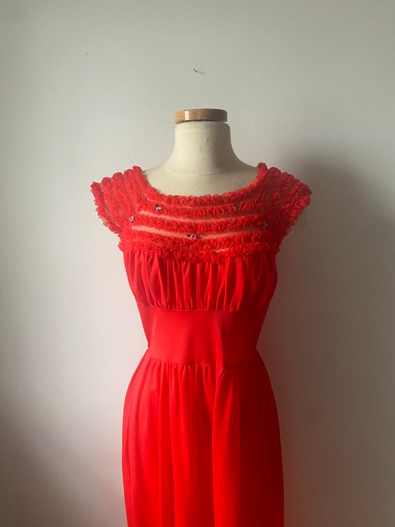 Red Ruffle Slip Dress - image 4