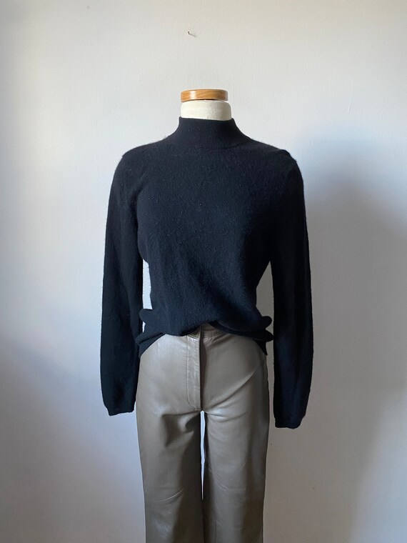 Vintage Cashmere Mockneck Sweater in Black - image 3