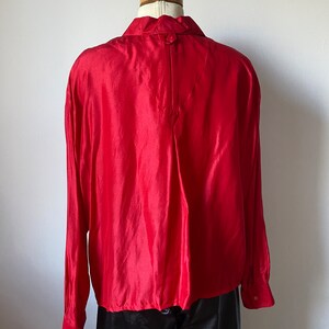 Red Cropped Silk Top image 6