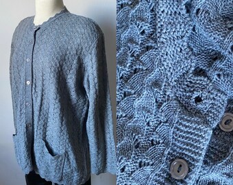 Vintage Fine Knit Gray Cardigan
