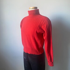Red Cropped Turtleneck Lambswool and Angora Sweater image 7