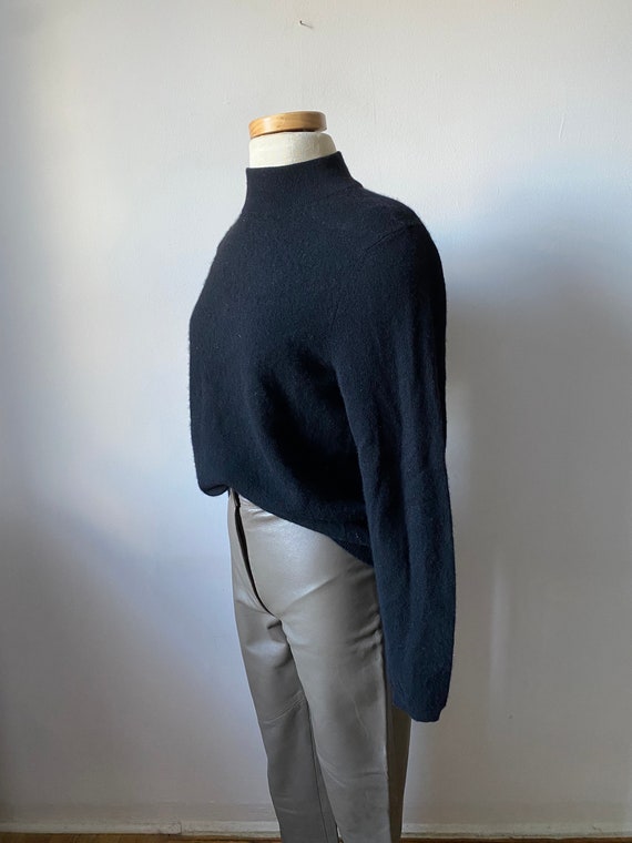 Vintage Cashmere Mockneck Sweater in Black - image 4