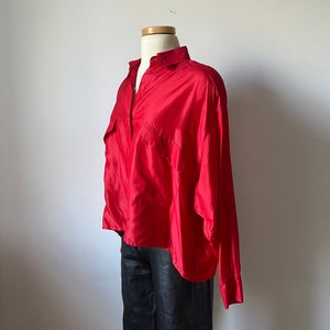 Red Cropped Silk Top image 4