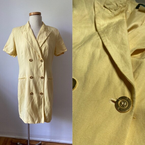 Yellow Linen Blazer Dress