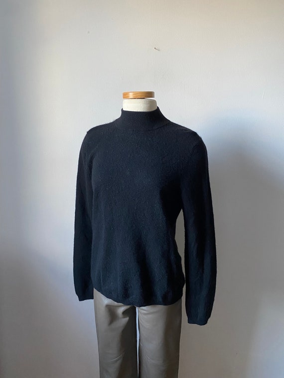 Vintage Cashmere Mockneck Sweater in Black - image 2