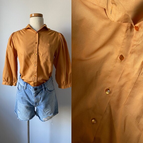 Tangerine Puff Sleeve Blouse