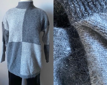 Vintage Two-Tone Gray Color Block Sweater