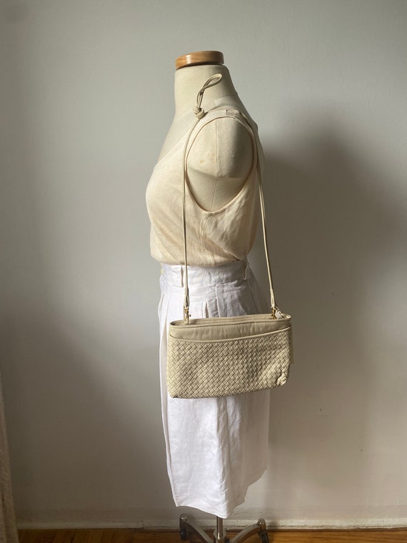 Off White Woven Crossbody Purse