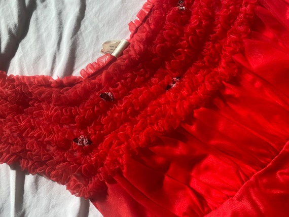 Red Ruffle Slip Dress - image 8