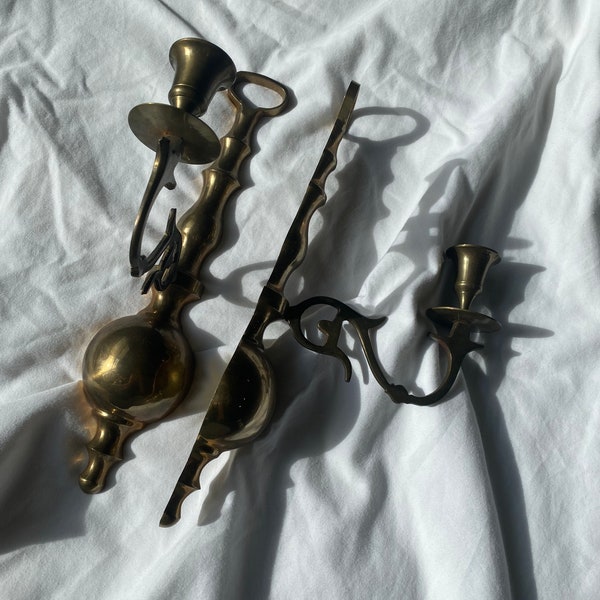 Brass Wall Mounted Candle Holder Etsy