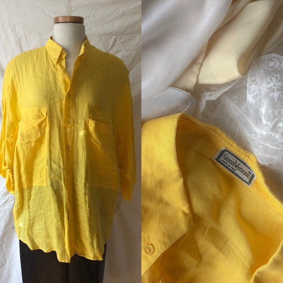 versace linen blouse