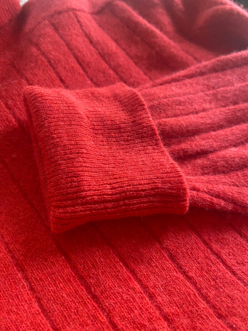 Red Cropped Turtleneck Lambswool and Angora Sweater image 3