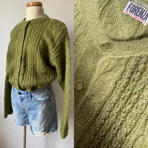olive mohair cardigan