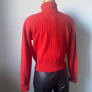 Red Cropped Turtleneck Lambswool and Angora Sweater image 9