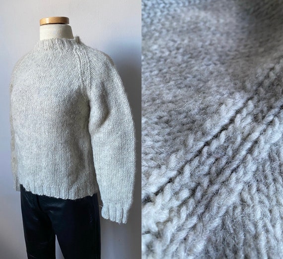 Handknit Wool Sweater in Oatmeal - image 1