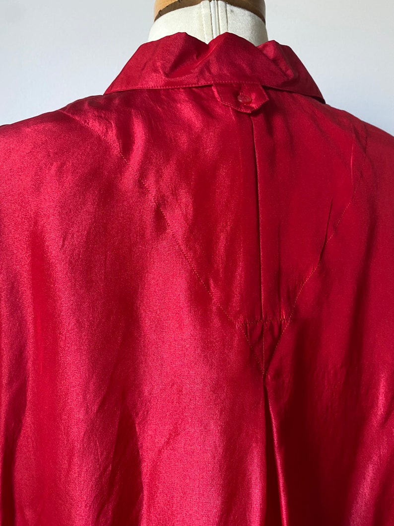 Red Cropped Silk Top image 5