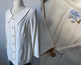 Vintage Valentino Shirt Jacket in Cream and Gold