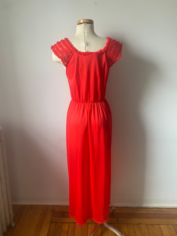 Red Ruffle Slip Dress - image 7