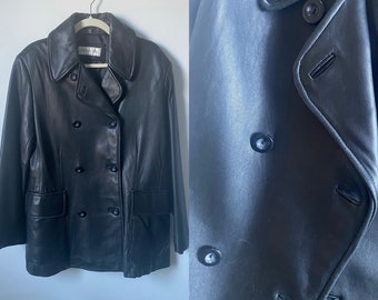 90s Jones New York Double Breasted Leather Coat