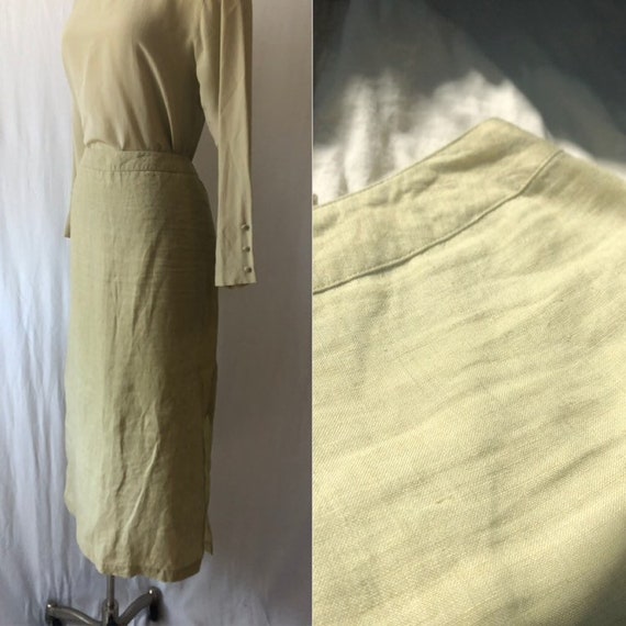 lime linen skirt