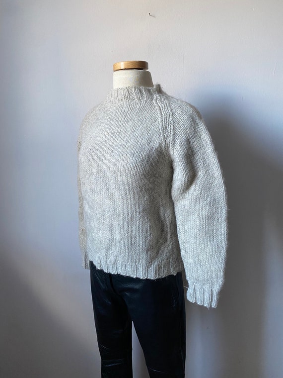 Handknit Wool Sweater in Oatmeal - image 3