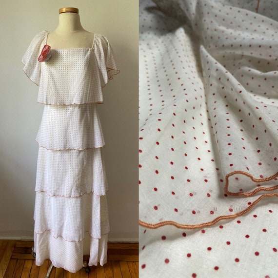80s tiered polka dot dress