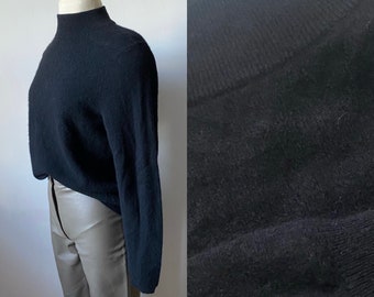 Vintage Cashmere Mockneck Sweater in Black