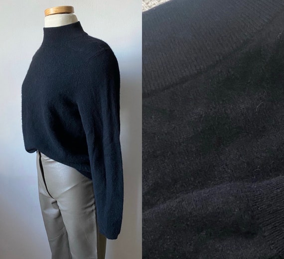 Vintage Cashmere Mockneck Sweater in Black - image 1