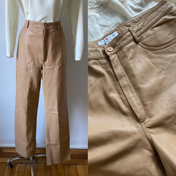 camel leather pants
