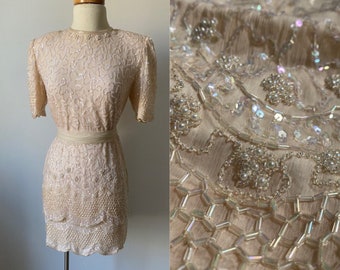 1980s Soft Pink Beaded Mini