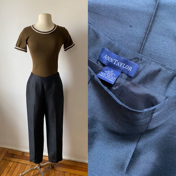 onyx silk trousers