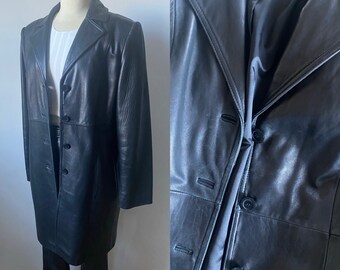 90s Jones New York Leather Trench Coat