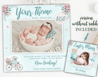 Easter Minis Template, watercolor template, photography instagram template, spring mini session template, instagram board, PW03 KN01