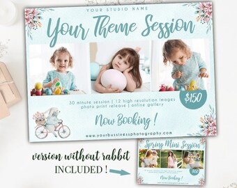 Spring Mini Session Template, watercolor template, photography marketing template, easter mini session template, INSTANT DOWNLOAD,PW01 KN01