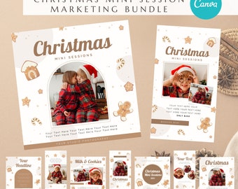 CANVA Christmas post and story bundle, Mini Session Template, Milk & Cookies Minis, Photographer marketing,Holiday Marketing Board, cm13