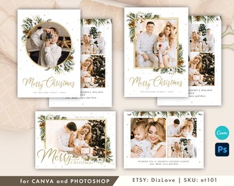 Christmas Card Template Bundle, Holiday Card Bundle, Christmas Card Template Set for photographers,canva/photoshop card template  ET101 CM03