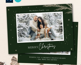 Dark Green Glitter Christmas Card Template, Gold Dust (PHOTOSHOP/CANVA)