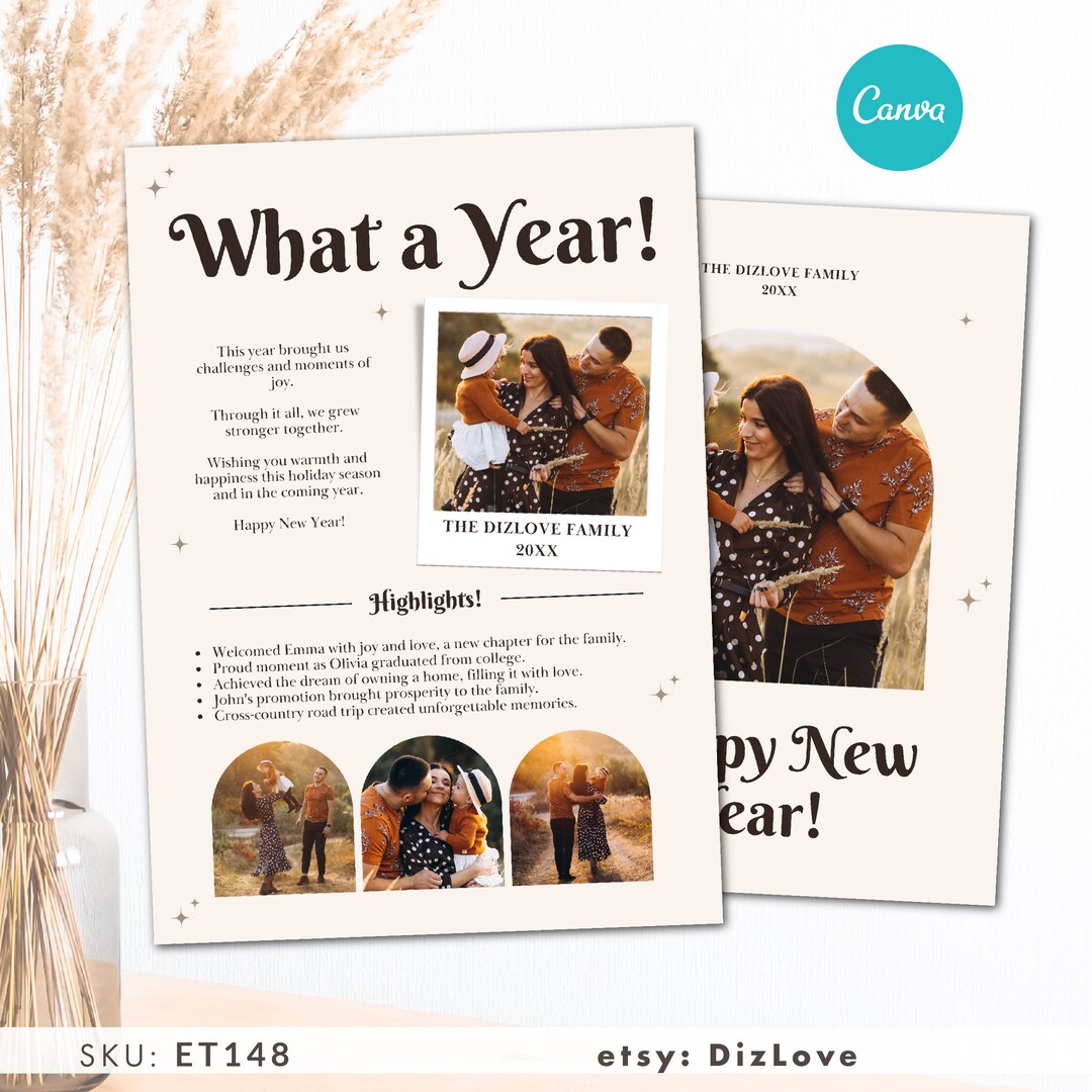 Canva Year in Review Card Template Christmas Card Template Etsy
