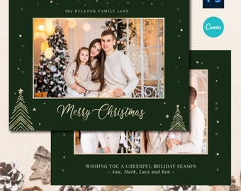 CANVA/PHOTOSHOP Christmas Card Template, gold christmas card template, gold dust template,christmas overlay, holiday card template,KS14 CM16