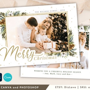 Christmas Card Template 5x7,photo card, canva/photoshop card template, Holiday card template for photographers,Happy Holiday card, et53 cm03