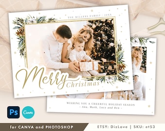 Christmas Card Template 5x7,photo card, canva/photoshop card template, Holiday card template for photographers,Happy Holiday card, et53 cm03